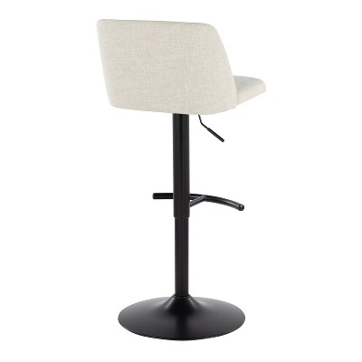 Beige Adjustable Swivel Barstool with Metal Frame