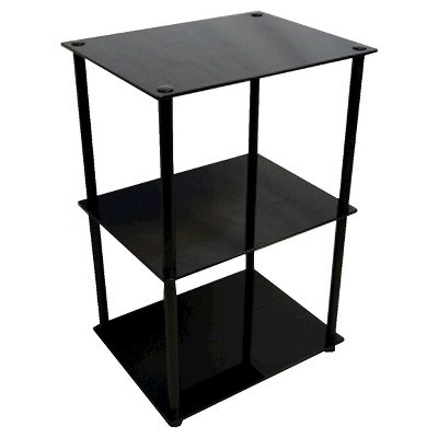 Classic Glass Tall 3 Tier End Table Black Glass - Breighton Home