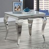 Vynxaria Series 23.5 in. White Silver Square Glass End Table with Stainless Steel Cabriole-Style Legs - 3 of 4