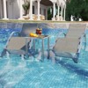 Aluminum Patio Furniture Set of 2 Lounge Chairs + Table - Modern Outdoor Recliners with Textilene Fabric (Light Gray) - 2 of 4