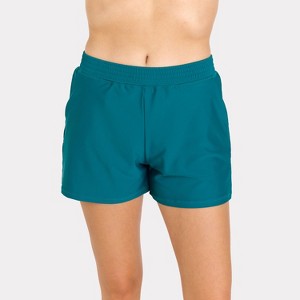 Calypsa Women's Chlorine Resistant Classic Fit Swim Shorts With Panty - 1 of 4