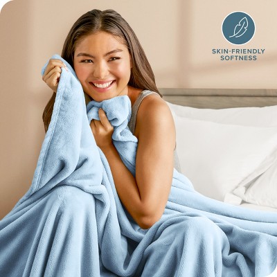 Light Blue Twin Microplush Fleece Blanket