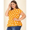 Agnes Orinda Women's Plus Size Polka Dots Fashion Workout Elegant Short Sleeves Peplum Top - 2 of 4