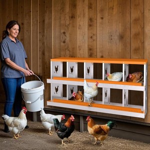 6 Panel Galvanized Steel Nesting Box with stand for Chicken Coop, Removable Drop Tray and Ventilation, for Hens, Ducks, Rustproof Design Blue - 1 of 4