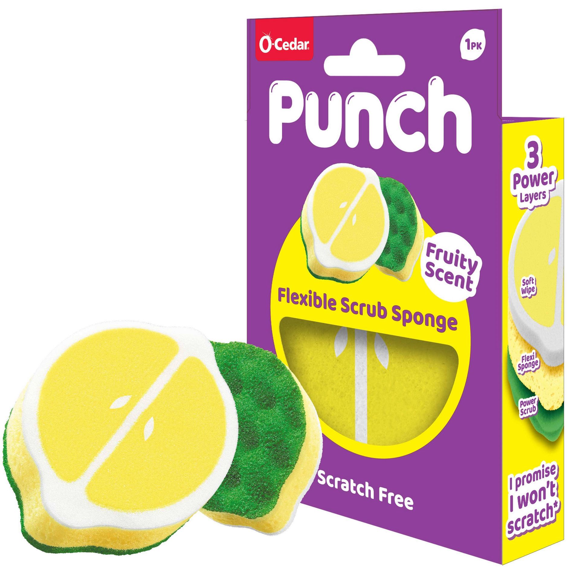 O-Cedar Punch Flexible Scrub Sponge - Lemon