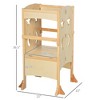 ONWITH Wooden Kitchen Step Stool for Kids, Foldable Toddler Tower Natural Wood - 3 of 4