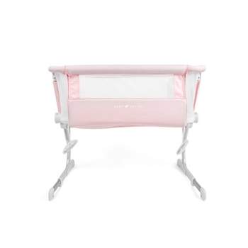 Badger Basket Majesty Canopy Bassinet, Rocking Baby Cradle Bed with  Mattress, Bedding, and Storage, Oval White/Pink
