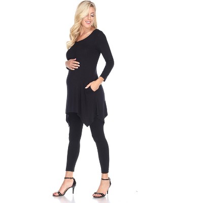 Maternity 3/4 Sleeve Kayla Tunic with Pockets - White Mark