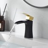 Sumerain Waterfall Deck Mount Bathroom Sink Faucet Single Hole SUS304 Stainless Steel, Black& Gold - 2 of 4