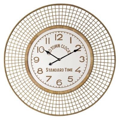 VIP Bamboo 39.5 in. Brown Oldtown Clock with Grid