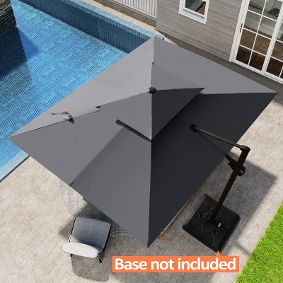 Pellebant 9'X10.5' Double Top Cantilever Umbrella Outdoor 360° Rotation 6 Heights Adjustable Offset Umbrella with Metal Pole Cantilever Patio Umbrella