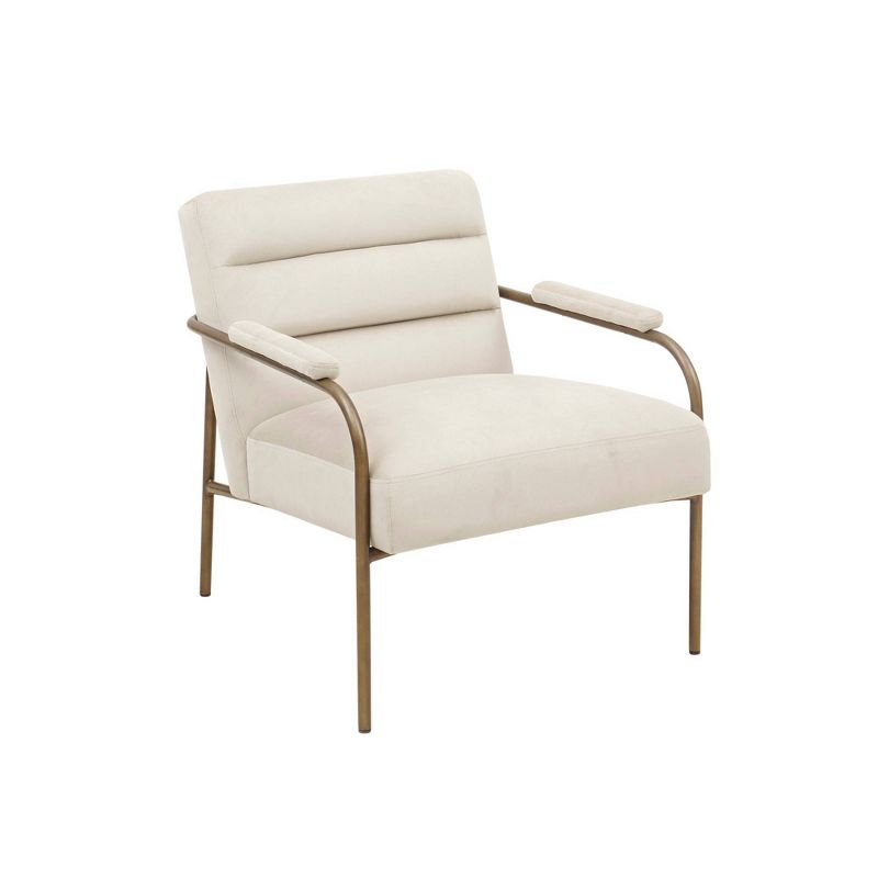 Abbot Upholstered Open Arm Metal Leg Accent Chair Beige - Madison Park, 3 of 11