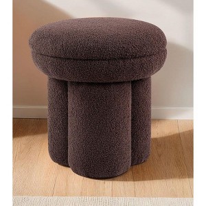 CAVINAS 19"H Cute Mushroom-Shaped Accent Stool,Teddy Fabric Footrest Stool with Pedestal Legs for Bedroom & Living Room - 1 of 4