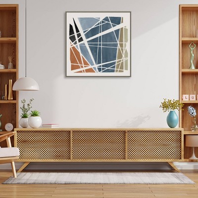 Abstract Geometric Blue and Orange Framed Canvas Wall Art
