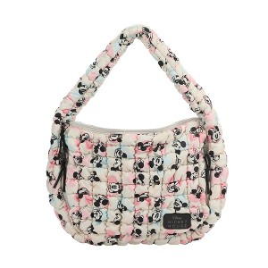 Mickey Mouse Classic Mickey Face All-Over Print White 17” Quilted Ruched Tote - 1 of 4