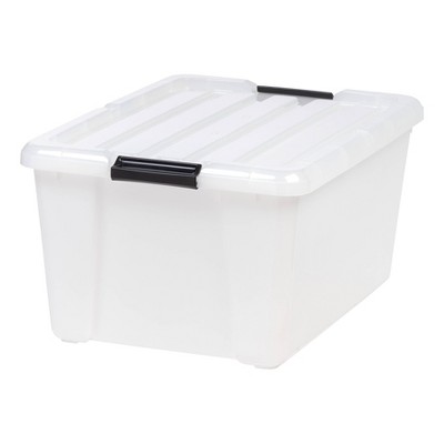 IRIS 45qt Plastic Storage Container Bin with Secure Lid and Latching Buckles Clear