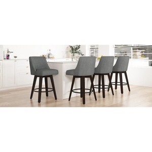 Dyonery Single Swivel Bar Stool with Back & Footrest, 26 Inch Counter Height Barstool for Kitchen Island - 1 of 4