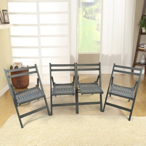 FONTOI Folding Chair Set of 4, Slatted Chairs Set of 4 with Curved Backs, Portable Folding Chairs for Party Kitchen, Gray, 17.3"*31"*22.8" - 1 of 4