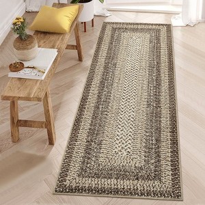Machine Washable Rug, Non-Slip Non-Shedding Area Rugs for Living Room, Farmhouse Printed Braided Bordered Carpet - 1 of 4