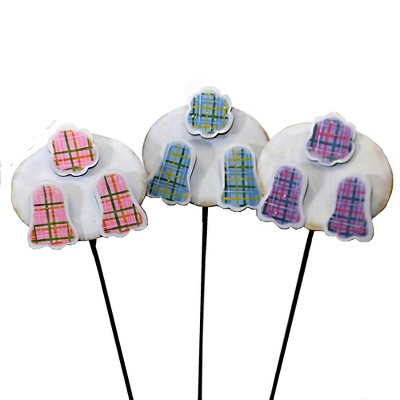 Easter 23.5" Plaid Bunny Bottoms Stakes Garden  -  Decorative Garden Stakes