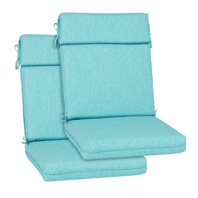 Aoodor Outdoor High Back Dining Chair Cushion Set, Water Proof & Stain Resistant, Polyester Fabric Cover with Ties and Zipper, Set of 2