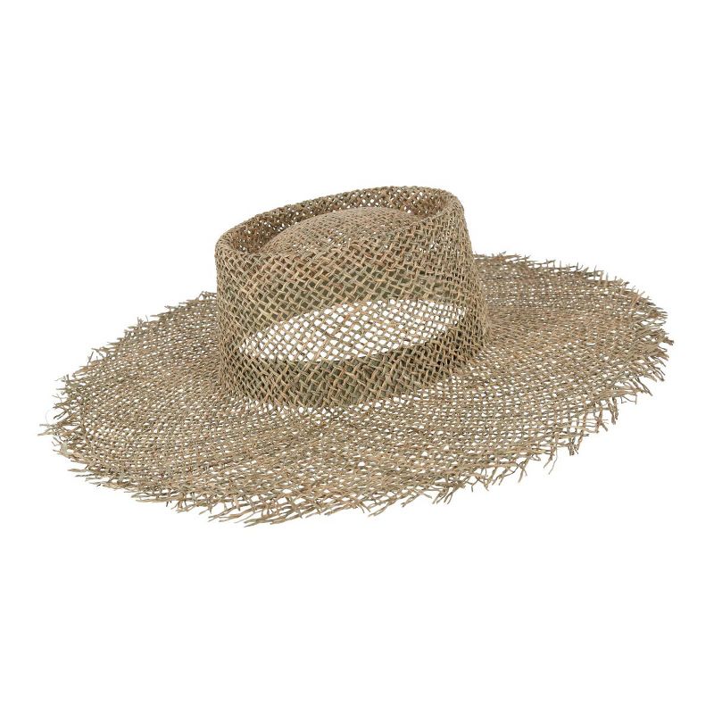 CTM Women's Frayed Edge Seagrass Boater Hat, 2 of 3