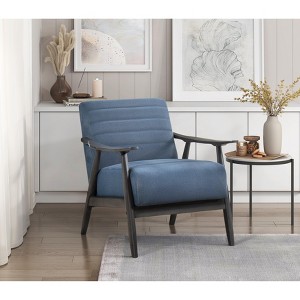 Casual Transitional Accent Chair 1pc Blue Fabric Upholstery Dark Gray Frame Solid Wood Living Room Furniture - 1 of 4