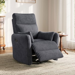 360 Swivel Rocker Recliner - Corduroy Nursery Glider Rocking Chair with 2 Pillows - 1 of 4