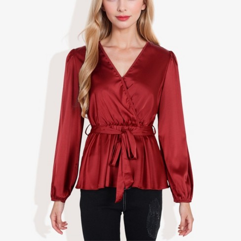Anna-Kaci Women's Short Satin Robe with Waist Tie and Three-Quarter Sleeves