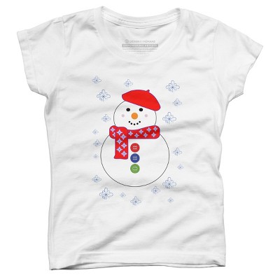 Girl's Design By Humans Christmas Snowman By ScarDesign T-Shirt