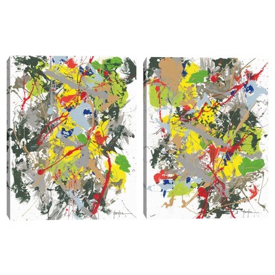 (Set of 2) 18" x 24" Abstract 1 and 2 by Dan Houston Canvas Art Prints - Masterpiece Art Gallery