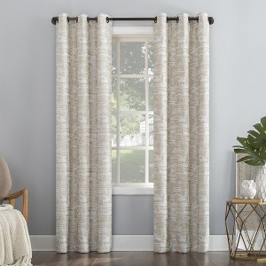 40"x63" Sun Zero Parrish Distressed Grid Thermal 100% Blackout Grommet Curtain Panel - 1 of 4
