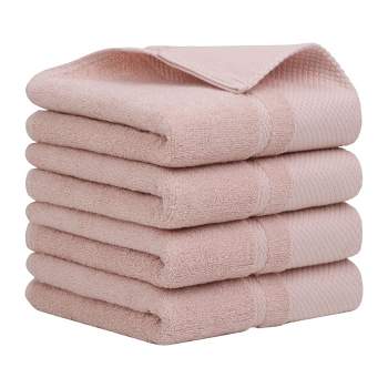 Unique Bargains Cotton 600 GSM Absorbent Bath Towel Set 27 x 54 Misty  Rose 4 Pcs