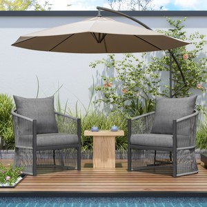 Modern Curved Back Aluminum Patio Accent Arm Chair,Outdoor Poolside Lounge Chair,Woven Rope Back Garden Armchair with Cushion-Coolbibila - 1 of 4