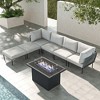 LayinSun 7 Pieces Rope Woven Patio Furniture Set, Modern Modular Sectional Sofa with Fire Pit Table and Upgrade Thickness Cushion - 2 of 4