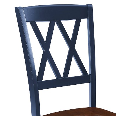 Navy Cross Back High Wood Side Chairs, Set of 4