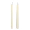 LumiPur 2pk 1"x9" Signature Collection Flickering Flameless LED Wax Taper Candle Linen White - 3 of 4