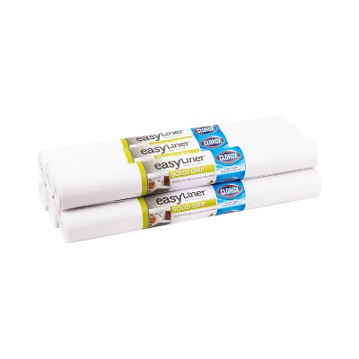 Duck Solid Grip EasyLiner Non Adhesive Shelf Liner with Clorox, 6 pk, 20" x 6' White