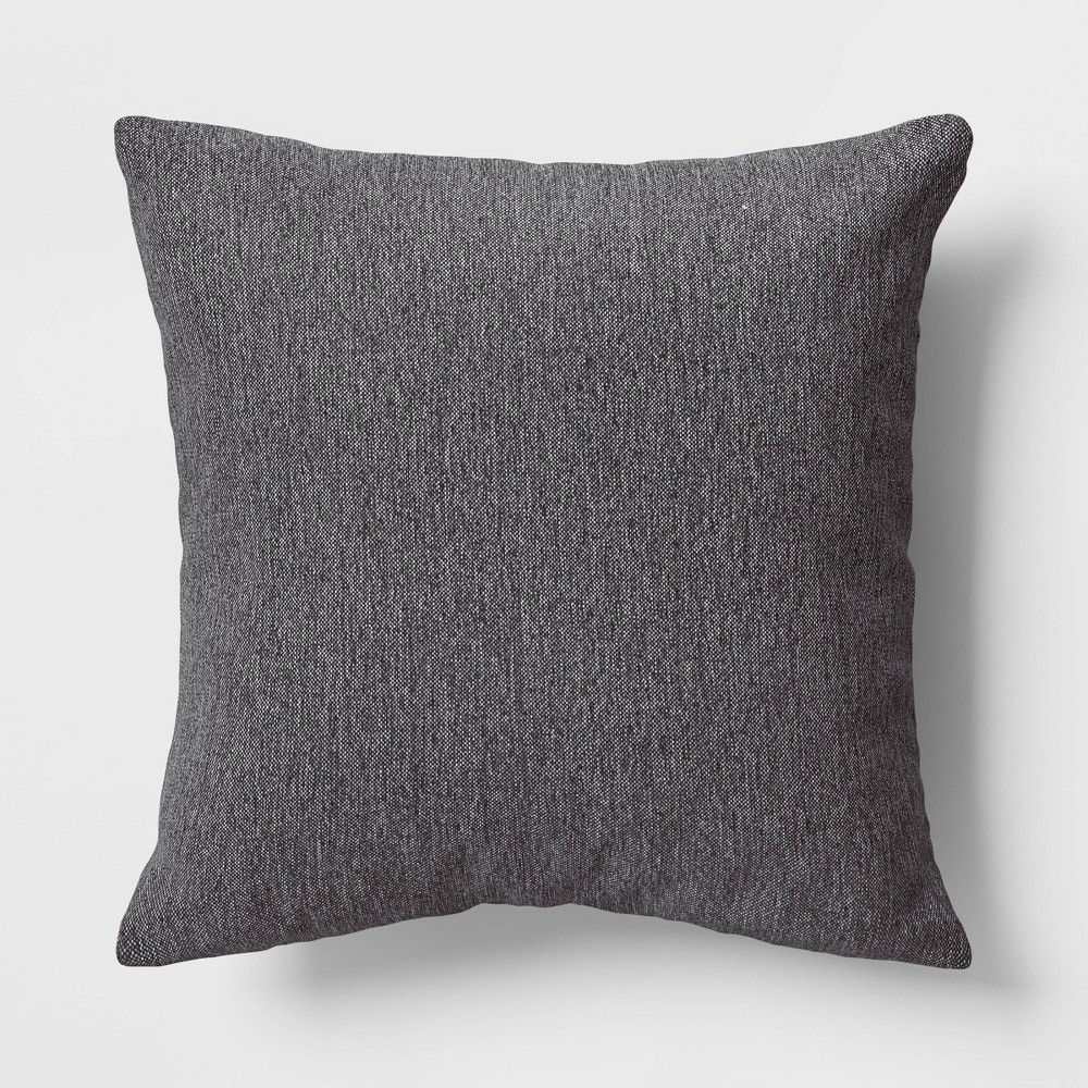 Photos - Pillow 18"x18" Solid Woven Square Outdoor Throw  Charcoal - Threshold™