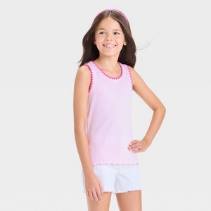 Girls' Ribbed Stitched Neck Tank Top - Cat & Jack™ - 1 of 3