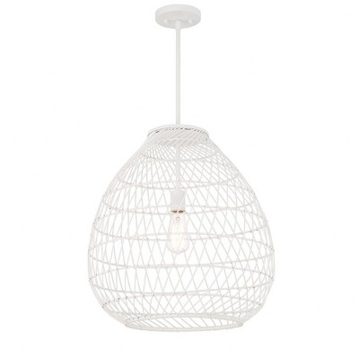 Maya Bisque White Resin Wicker 1-Light Pendant