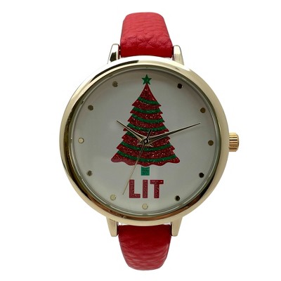 Olivia Pratt Faux Leather Christmas Themed Women Watch