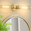 POWLIG 20.3-in 2-Light Gold Modern Dimmable Wall Sconce with Threaded Glass Shade - 2 of 4
