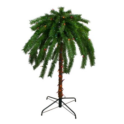 Northlight 4' Pre-Lit Artificial Tropical Outdoor Patio Palm Tree - Multicolor Lights