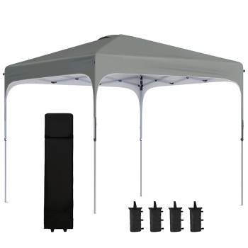 Outsunny 8' x 8' Pop Up Canopy, Foldable Gazebo Tent with Carry Bag with Wheels and 4 Leg Weight Bags for Outdoor Garden Patio Party