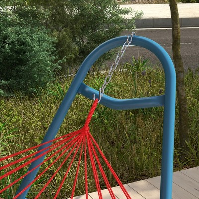 Blue Adjustable Steel Frame Hammock Stand with Weather Resistant Finish