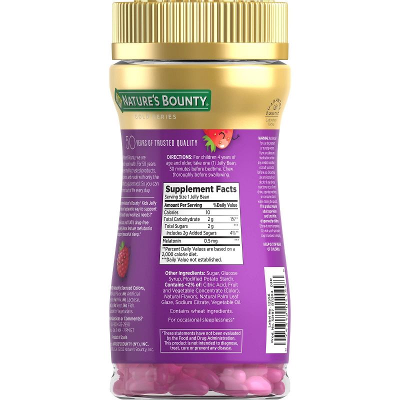 Nature&#39;s Bounty Kids&#39; Melatonin Sleep Aid Chewable 0.5mg Jelly Beans - Bedtime Berry - 80ct, 3 of 8