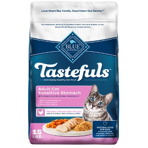 Blue Buffalo Tastefuls with Chicken Sensitive Stomach Natural Adult Dry Cat Food - 15lbs - 1 of 4