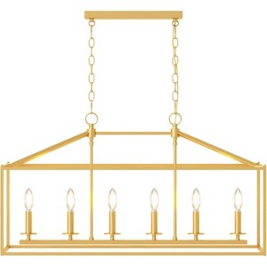 Tribesigns 6-Light Candle Holder Light Fixtures Over Dining Table, Industrial Linear Chandelier Pendant Lights with Adjustable Iron Chain - 1 of 4