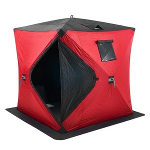 VEVOR Portable Ice Shelter, 3-4 Person Insulated Pop-Up Ice Fishing Tent, 35 Square Feet Fishable Area, Thermal Ice Shanty for Winter Fishing - 1 of 4